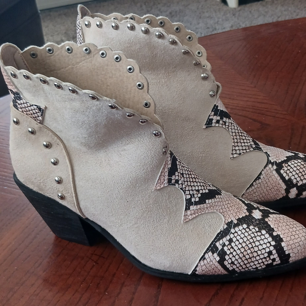 Snakeskin And Tan Suede Boots